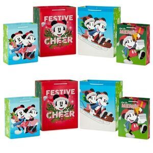 Hallmark Mickey and Minnie Mouse Holiday Gift Bags set of 8 NWT
